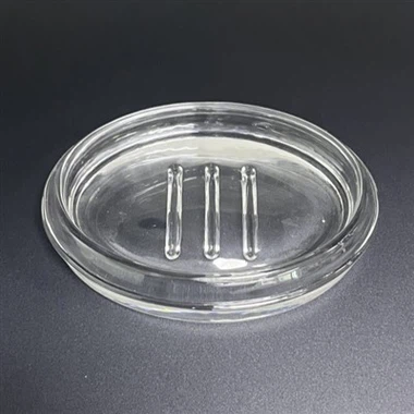Plato de jabón de vidrio transparente con crestas elevadas