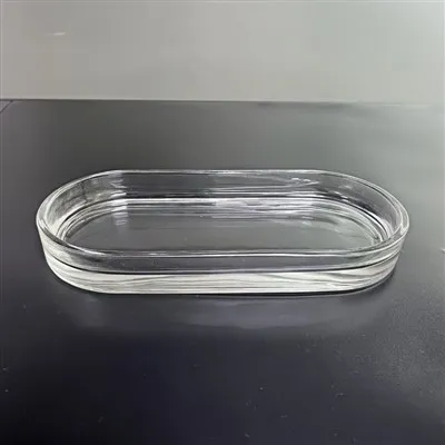 Bandeja de baño de vidrio rectangular redonda