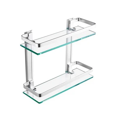 Estante de baño de vidrio de dos escalonadas